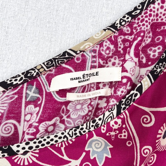 ISABEL MARANT ETOILE Carina Top Womens 40 Pink Printed One Shoulder Blouse - Picture 14 of 16